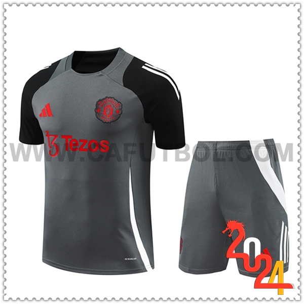 Camiseta Entrenamiento Manchester United Gris/Negro 2024 2025