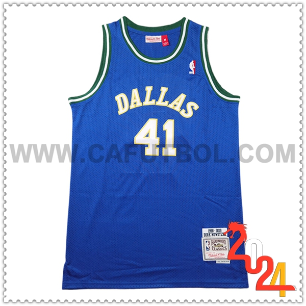 Camisetas Dallas Mavericks (NOWITZKI #41) 2024/25 Azul/Blanco/Amarillo