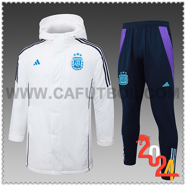 Chandal Plumas Con Capucha Argentina Blanco/Negro/Azul 2024 2025