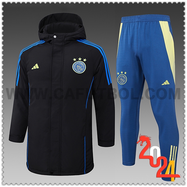 Chandal Plumas Con Capucha Ajax Negro/Azul 2024 2025