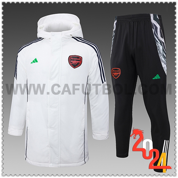 Chandal Plumas Con Capucha Arsenal Blanco/Negro 2024 2025