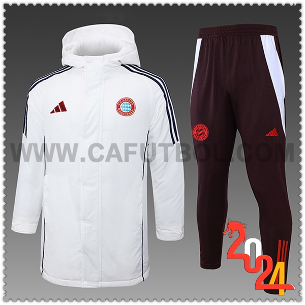 Chandal Plumas Con Capucha Bayern Munich Blanco/Negro/Rojo 2024 2025