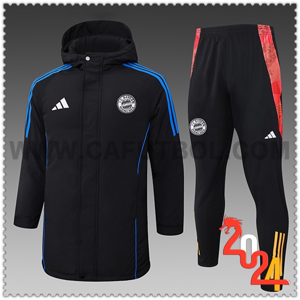 Chandal Plumas Con Capucha Bayern Munich Negro/Azul/Rojo 2024 2025