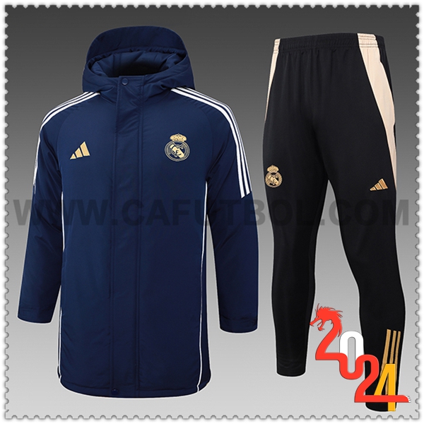 Chandal Plumas Con Capucha Real Madrid Azul/Blanco/Amarillo 2024 2025