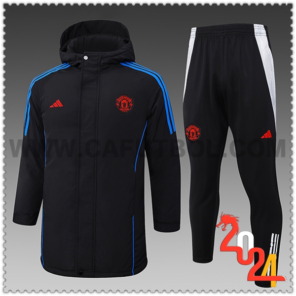 Chandal Plumas Con Capucha Manchester United Azul/Blanco/Blanco 2024 2025