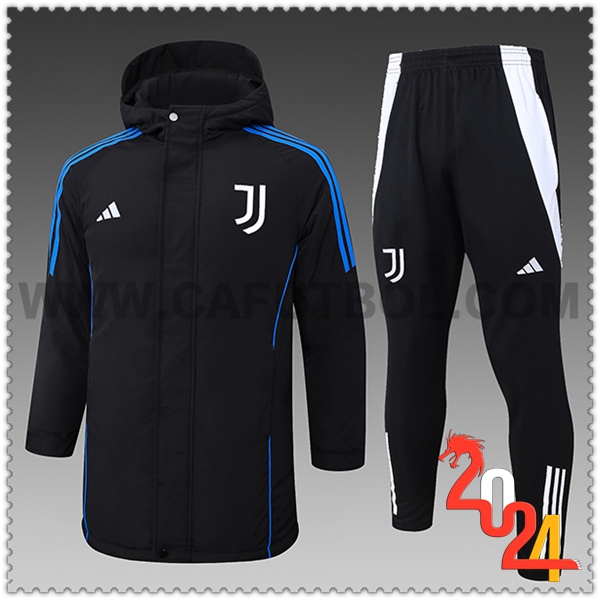 Chandal Plumas Con Capucha Juventus Negro/Azul/Blanco 2024 2025