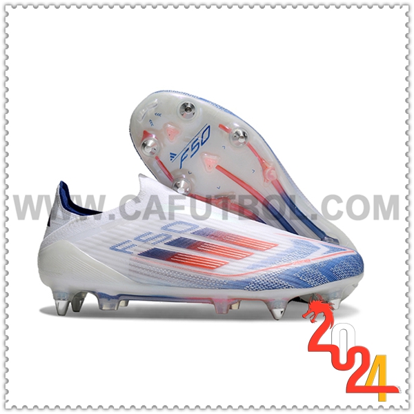 Adidas Zapatos Futbol F50 Elite Laceless SG Blanco/Azul/Naranja