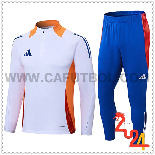 Chandal Futbol Adidas Blanco/Naranja/Azul 2024 2025