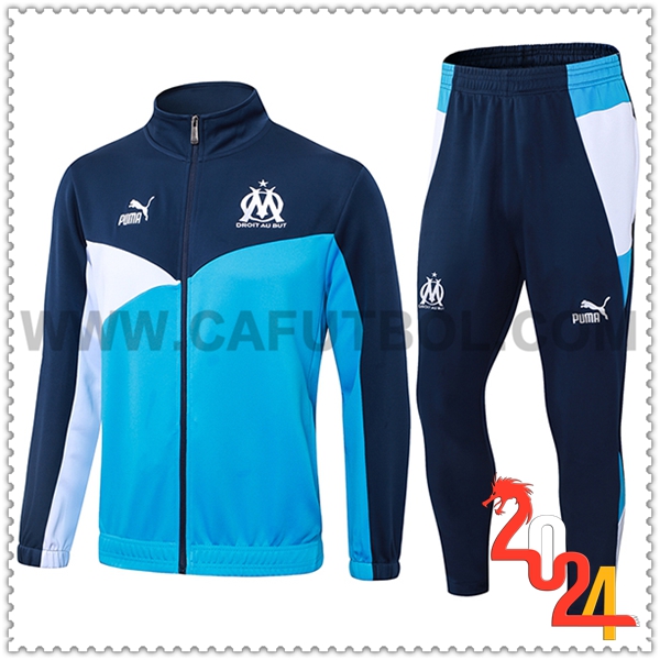 Chandal Chaquetas Futbol Marsella Azul/Blanco 2024 2025 -02