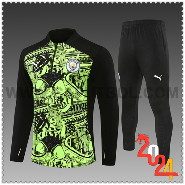 Chandal Futbol Manchester City Ninos Verde/Negro 2024 2025