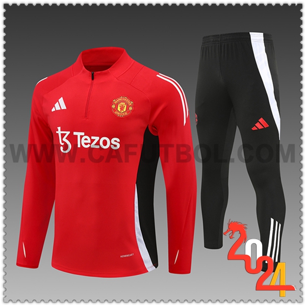 Chandal Futbol Manchester United Ninos Rojo/Negro/Blanco 2024 2025