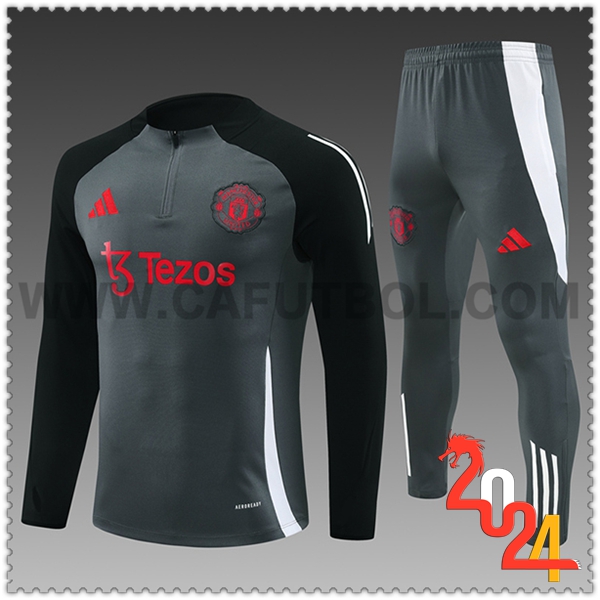 Chandal Futbol Manchester United Ninos Gris/Negro/Blanco 2024 2025