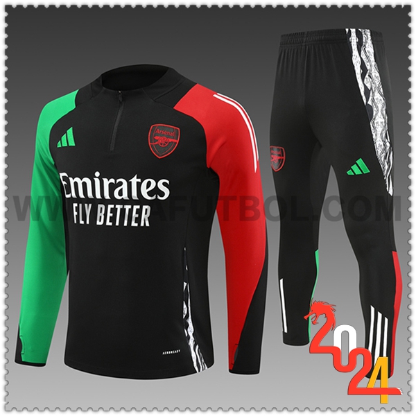 Chandal Futbol Arsenal Ninos Negro/Verde/Rojo 2024 2025 -03