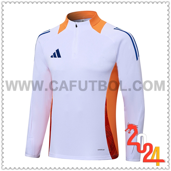 Sudadera Entrenamiento Adidas Blanco/Naranja/Azul 2024 2025