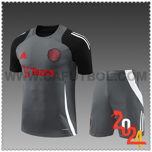 Camiseta Entrenamiento Manchester United Ninos Gris/Negro 2024 2025