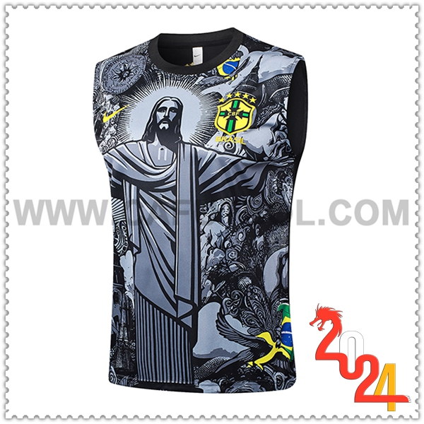 Chalecos De Futbol Brasil Gris/Negro 2024 2025