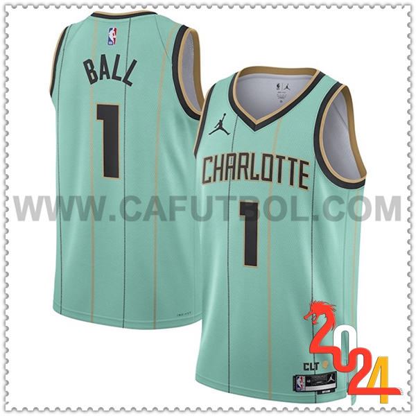 Camisetas De Futbol Charlotte Hornets (BALL #1) 2024/25 Verde/Negro -02