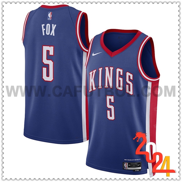 Camisetas De Futbol Sacramento Kings (FOX #5) 2024/25 Azul/Rojo/Blanco