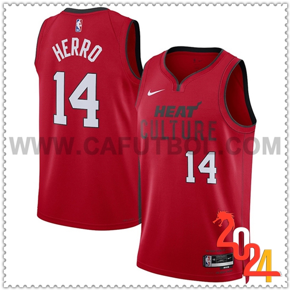 Camisetas De Futbol Miami Heat (HERRO #14) 2024/25 Rojo/Negro/Blanco