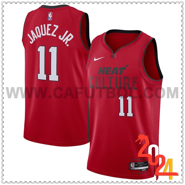 Camisetas De Futbol Miami Heat (JAQUEZ JR. #11) 2024/25 Rojo/Negro/Blanco