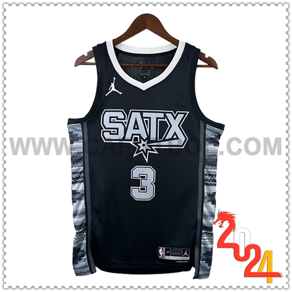 Camisetas De Futbol San Antonio Spurs (PAUL #3) 2024/25 Negro/Gris