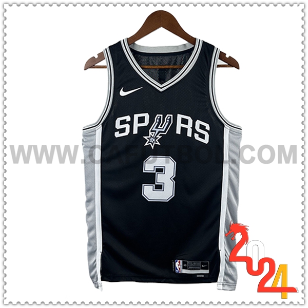 Camisetas De Futbol San Antonio Spurs (PAUL #3) 2024/25 Negro/Gris/Blanco