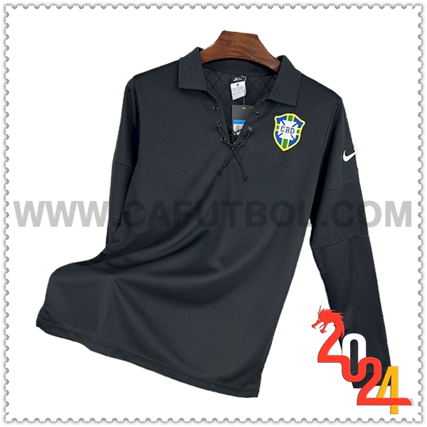 Camiseta Retro Brasil Mangas largas Negro Edicion Especial 2004