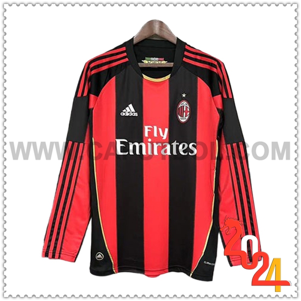 Segunda Camiseta Retro AC Milan Mangas largas 2010/2011