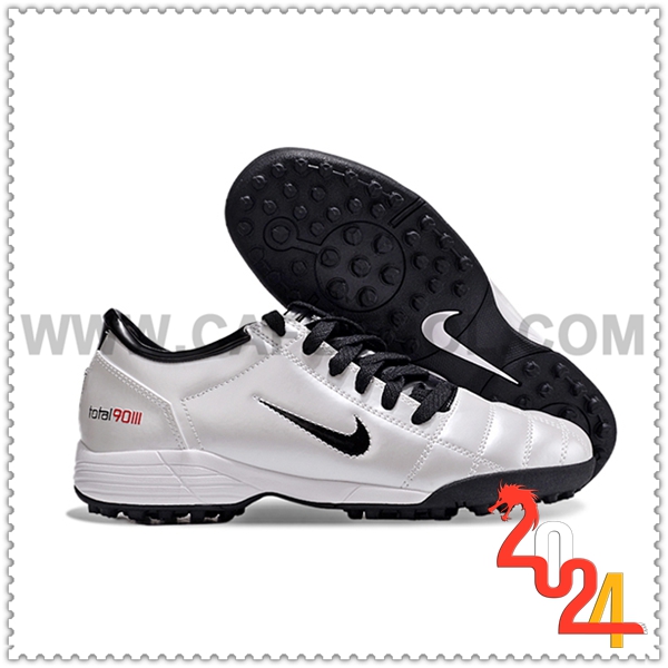 Nike Zapatos de Futbol T90 TF Blanco/Negro