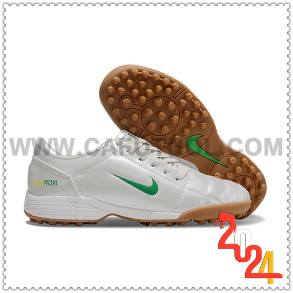 Nike Zapatos de Futbol T90 TF Blanco/Verde