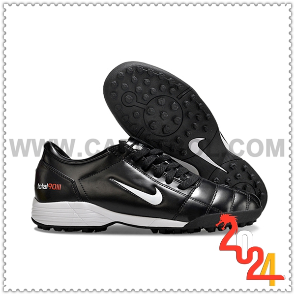 Nike Zapatos de Futbol T90 TF Negro/Blanco