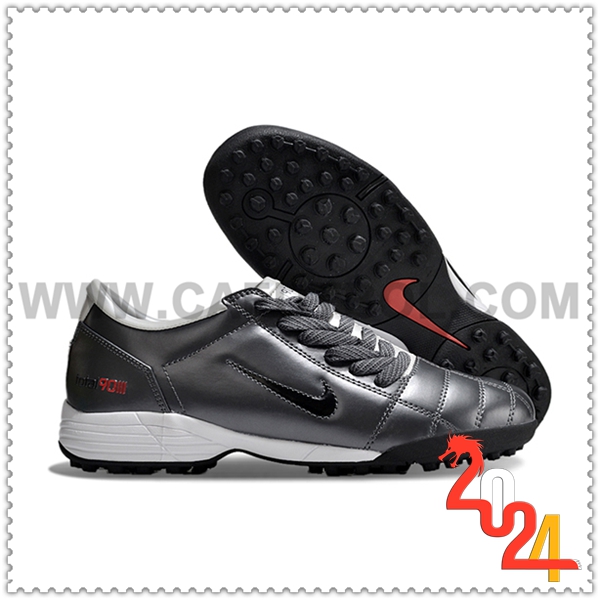 Nike Zapatos de Futbol T90 TF Gris/Negro -04