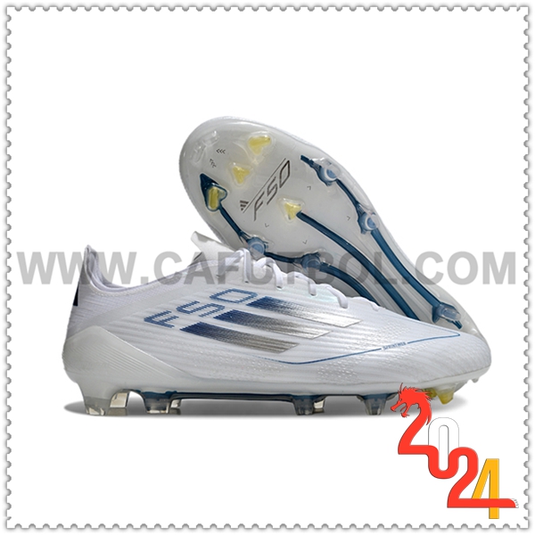 Adidas Zapatos de Futbol F50 Elite FG Blanco/Gris/Azul