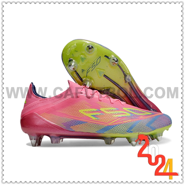 Adidas Zapatos de Futbol F50 Elite SG Rosa/Verde/Azul