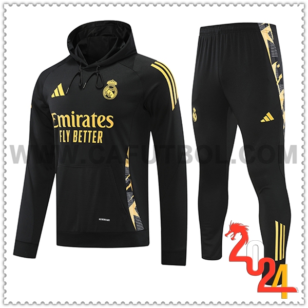 Chaqueta Con Capucha Chandal Real Madrid Amarillo/Negro 2024 2025