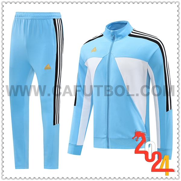 Chandal Futbol Chaquetas Adidas Azul/Blanco/Negro 2024 2025 -02