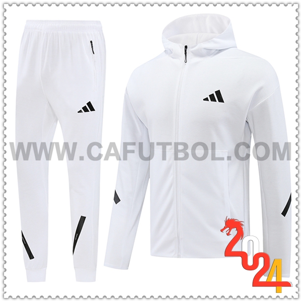 Chaqueta Con Capucha Chandal Rompevientos Adidas Blanco/Negro 2024 2025