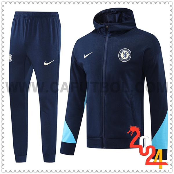 Chaqueta Con Capucha Chandal Rompevientos Chelsea azul real 2024 2025