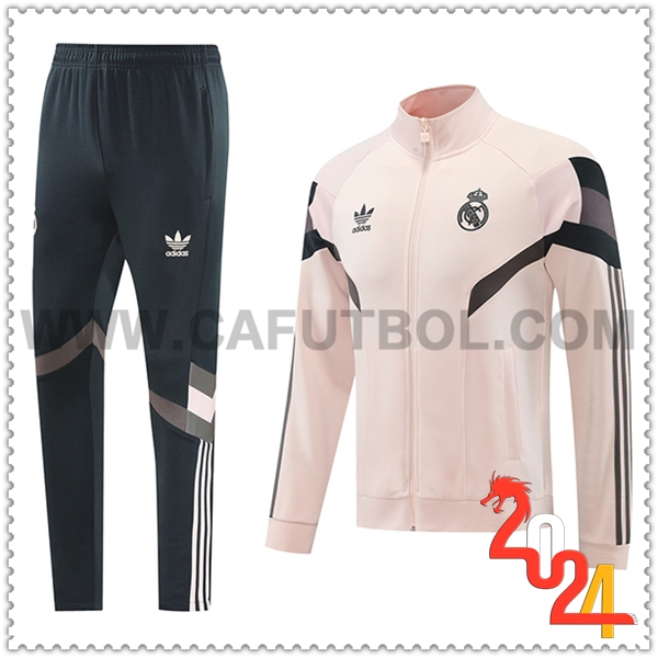 Chandal Futbol Chaquetas Real Madrid Rosa/Negro/Gris 2024 2025