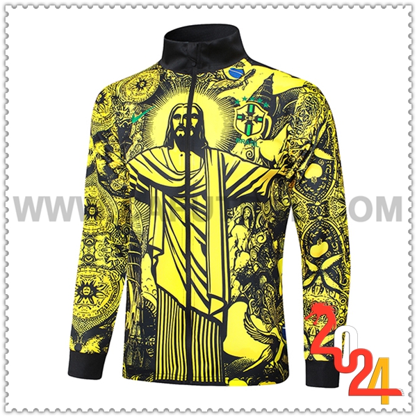 Chaquetas Futbol Brasil Amarillo/Negro 2024 2025