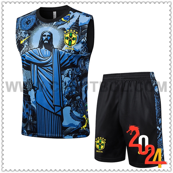 Camiseta Entrenamiento sin mangas Brasil Azul/Negro 2024 2025