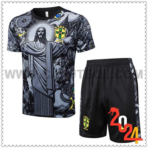 Camiseta Entrenamiento Brasil Gris/Negro 2024 2025