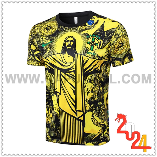 Camiseta Entrenamiento Brasil Amarillo/Negro 2024 2025