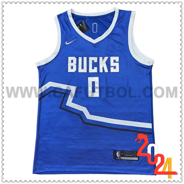 Camisetas NBA Milwaukee Bucks (LILLARD #0) 2024/25 Azul/Blanco