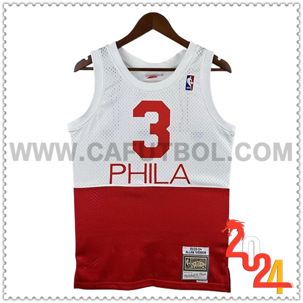 Camisetas NBA Philadelphia 76ers (IVERSON #3) 2023/24 Blanco/Rojo