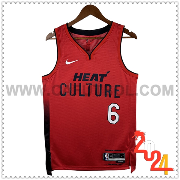 Camisetas NBA Miami Heat (JAMES #6) 2024/25 Rojo/Negro