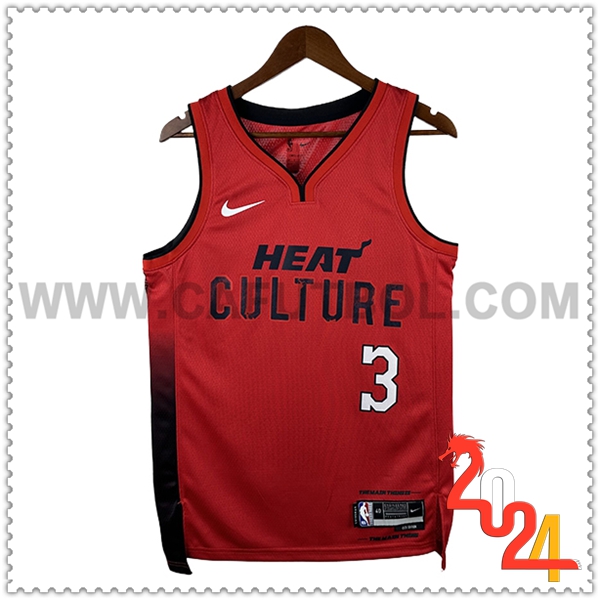 Camisetas NBA Miami Heat (WADE #3) 2024/25 Rojo/Negro