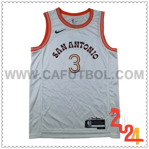 Camisetas NBA San Antonio Spurs (PAUL #3) 2024/25 Blanco/Naranja