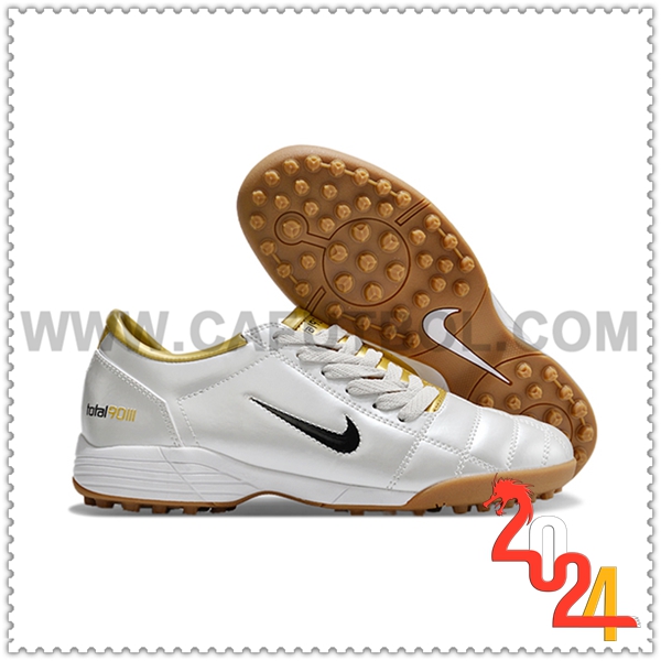 Nike Zapatos de Futbol T90 TF Blanco/Amarillo