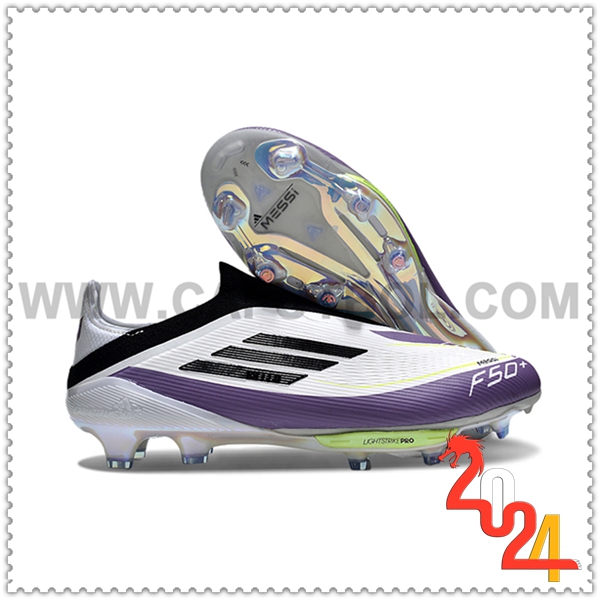 Adidas Zapatos de Futbol F50+ FG Blanco/Violeta/Negro